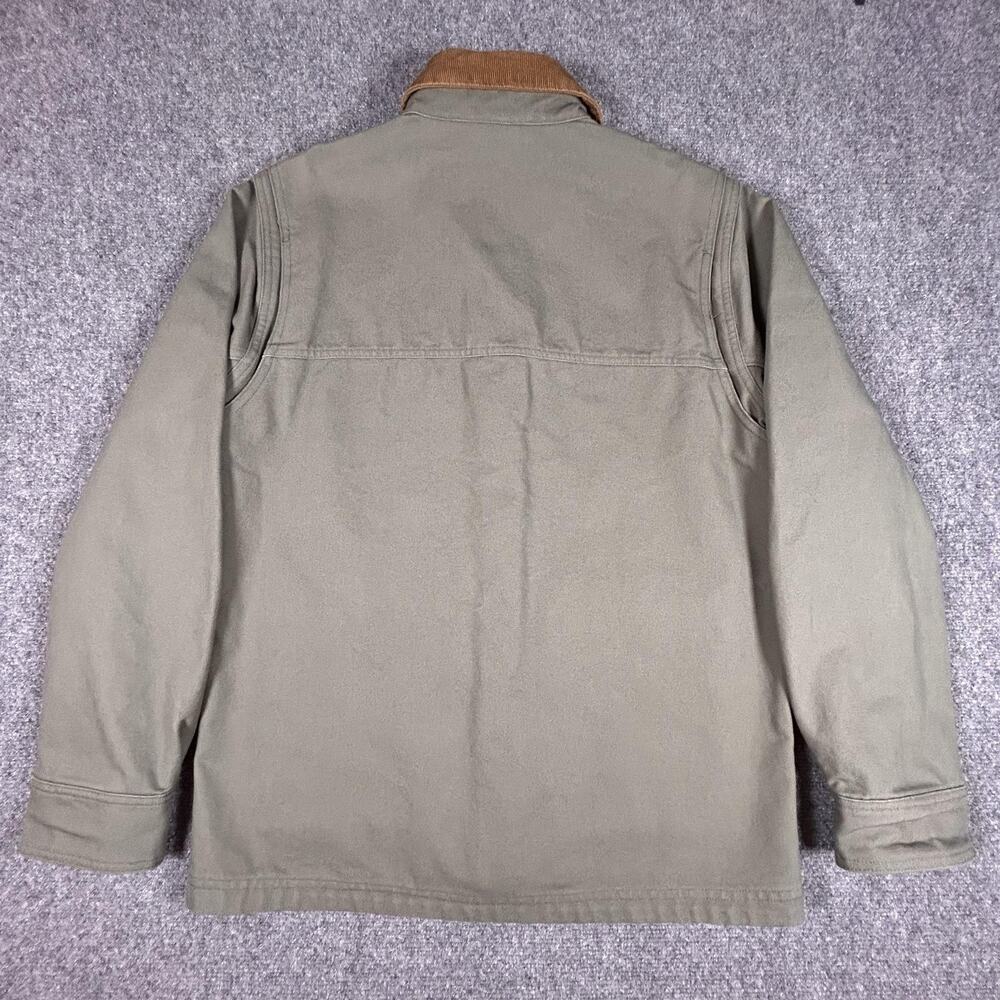Eddie Bauer Chore Coat Jacket Mens Small Green Workwear Corduroy Collar Canvas - Picture 7 of 10